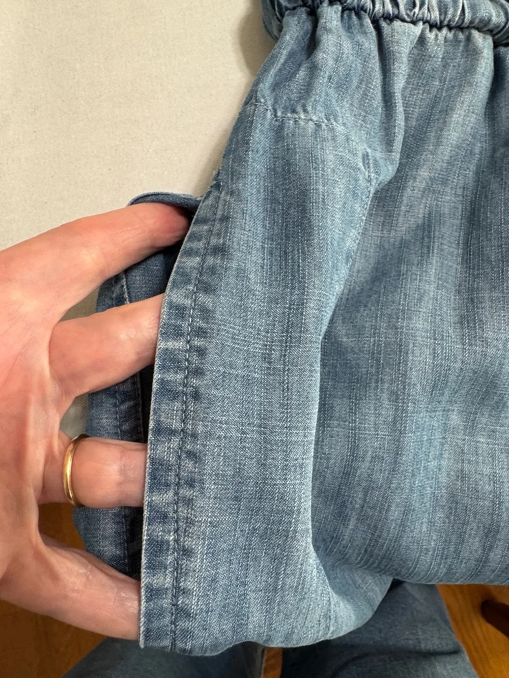 Elan Light Blue Shiloh Denim Jumpsuit with Drawstring Waist XL - Picture 8 of 10